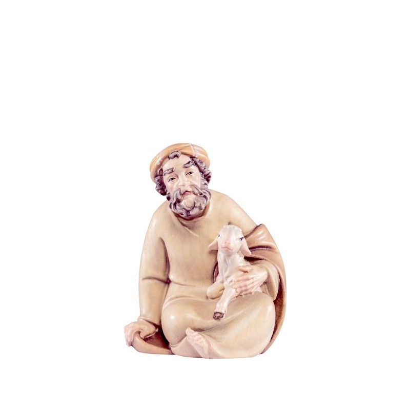 Hirt sitzend mit Lamm Artis Krippe – Krippenfigur mit Lamm im Arm
