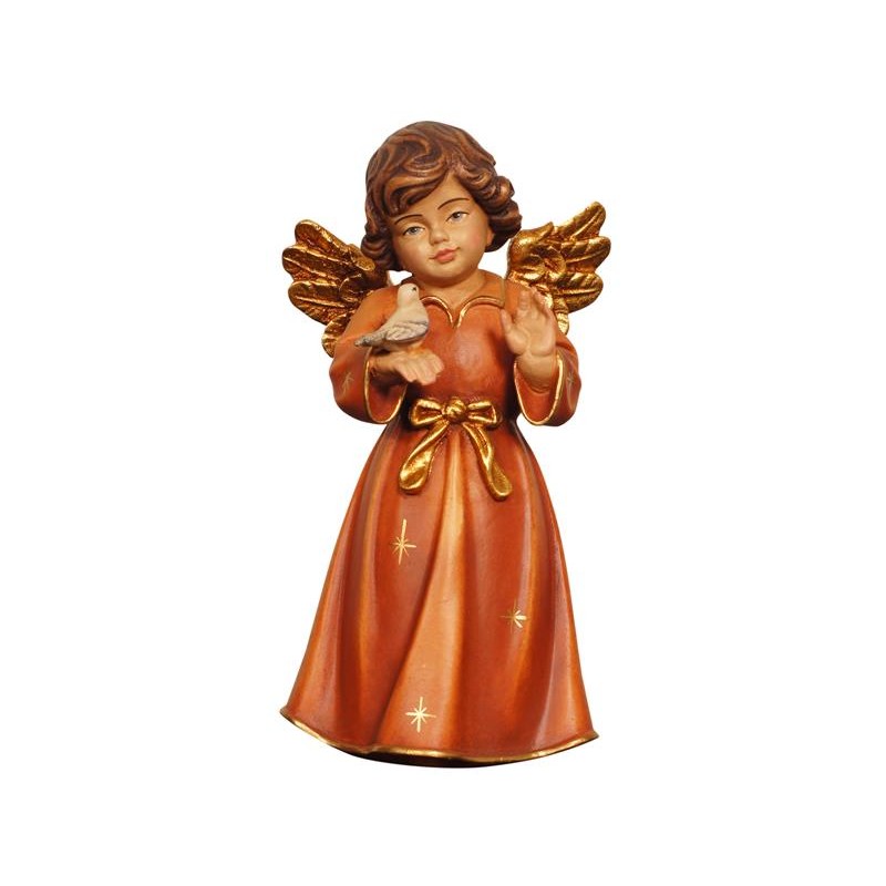 Bell angel standing with bird