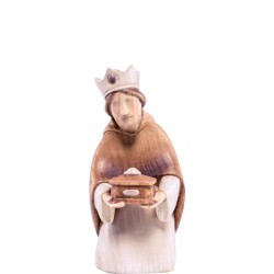 Kniender König Melchior, Krippenfigur Fides, holzgeschnitzt