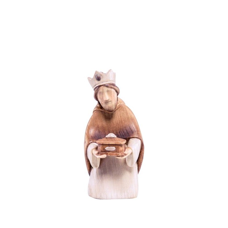 Kniender König Melchior, Krippenfigur Fides, holzgeschnitzt