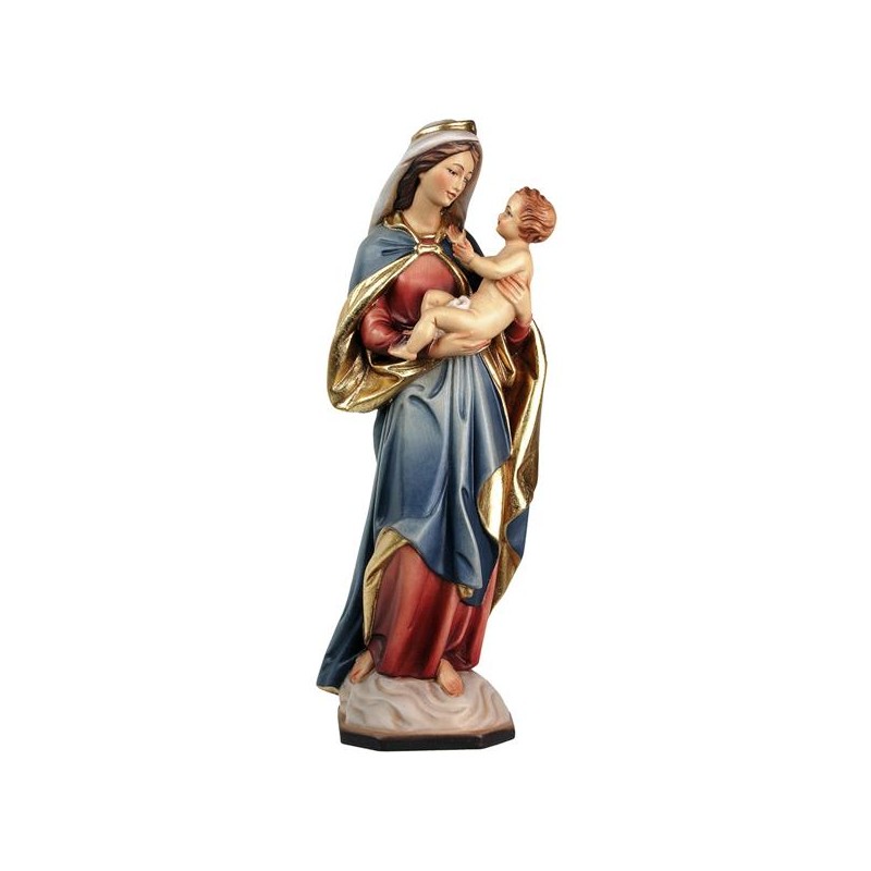 Madonna with child classic style, made of wood, colored