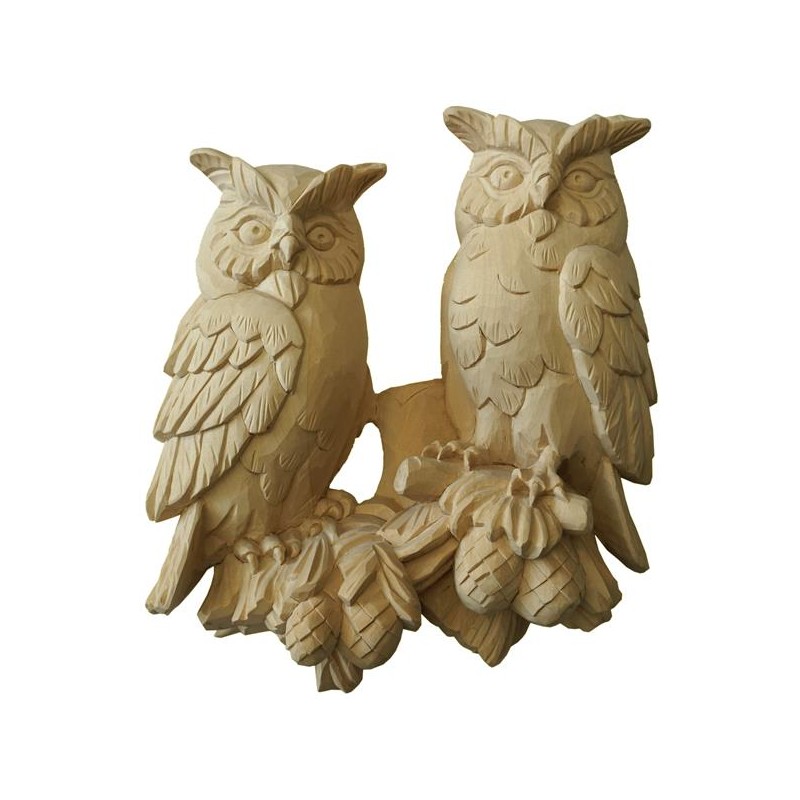 Eulenpaarrelief in Zirbel