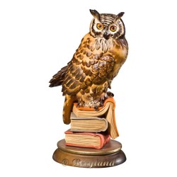 Owl on three books